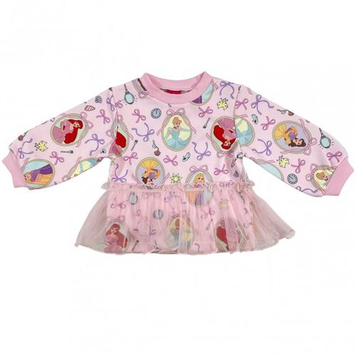 【Sophitica &times; tsumashi1118さん】Disney プリンセス 裏毛トレーナー 総柄 ピンク&times;120cm ベビーザらス限定