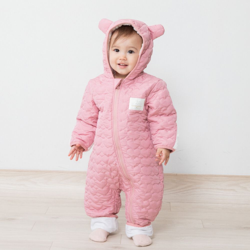 ジャンプスーツ くまみみ ハート柄 ブライトピンク×70cm ベビーザらス