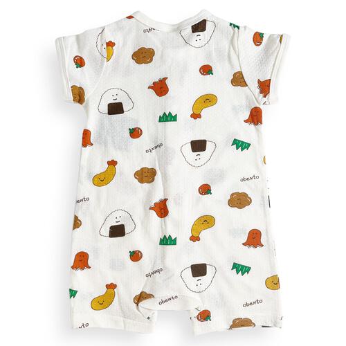 半袖ロンパース メッシュ天竺 お弁当柄 ナチュラル&times;80cm