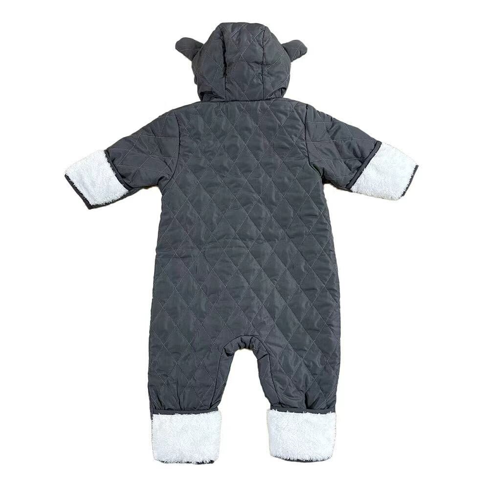 ジャンプスーツ くまみみ ダイヤキルト柄 チャコール×80cm ベビーザら