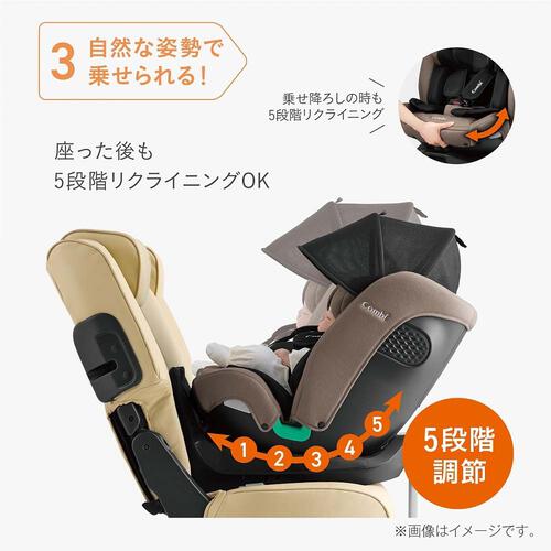 Combi コンビ クルムーヴ ロング R129 エッグショック EA (グレージュ) チャイルドシート ISOFIX固定 R129適合 ロングユース 新生児～10歳頃まで