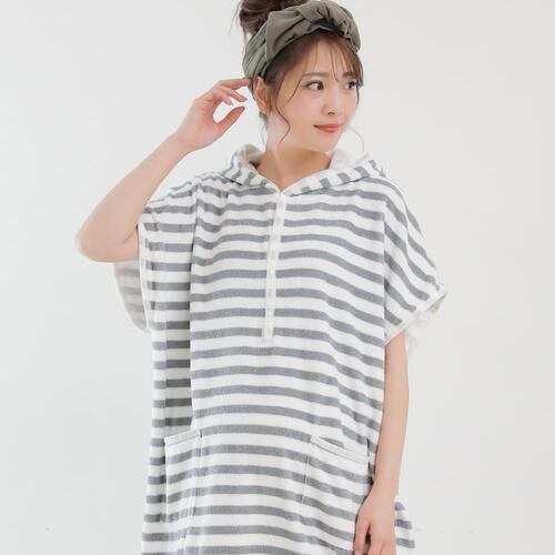 バスローブポンチョ（グレー）(グレー×M-L)
