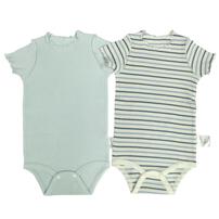 半袖ロンパース肌着 2枚組 リブメローボーダー パステルブルー&times;80cm ベビーザらス限定