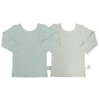 長袖シャツ肌着 2枚組 前後どちらでも グレー×100cm