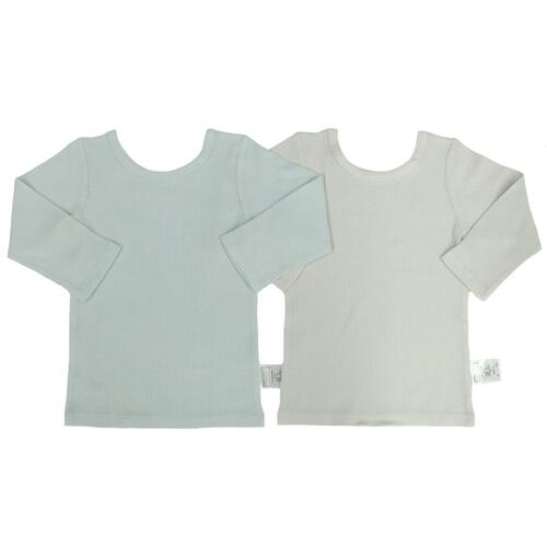 長袖シャツ肌着 2枚組 前後どちらでも グレー×100cm