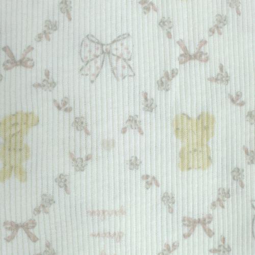 長袖シャツ肌着 2枚組 テレコ くまうさぎ ピンク&times;90cm