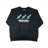 マインクラフト 裏毛アイテム柄トレーナー ブラック&times;140cm