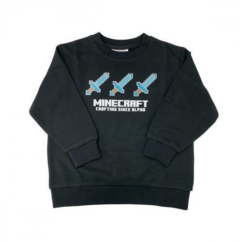マインクラフト 裏毛アイテム柄トレーナー ブラック&times;140cm
