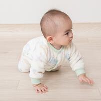 長袖カバーオール フリース 恐竜柄 グリーン×80cm