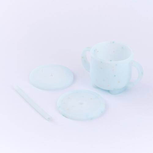 dear BABY ディアベビー 3WAY シリコンマグ スナックカップ ストロー付き (ブルーバブル) ベビーザらス限定