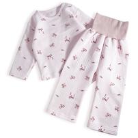 長袖腹巻付きパジャマ　エアニット　リボン柄(リボン&times;80cm)