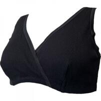 ハーフトップ リブ編み ２枚組 ブラック×M MU