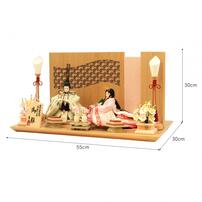 【雛人形】親王飾り「七宝透かし屏風木目調」（605837）