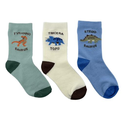3P恐竜柄クルーソックス 9-20cm ベビーザらス限定