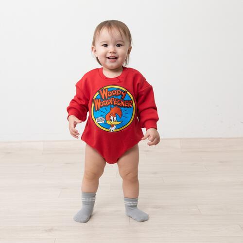 【Welcome to the Universe Baby × chimajiro0730さん】ウッドペッカー 長袖ダルマボディスーツ レッド×70cm