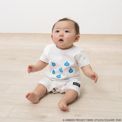 ドラクエベビー＆キッズ 刺繍半袖ロンパース スライム ホワイト&times;70cm