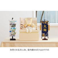 【五月人形】［QRコード申込式］名前旗 刺繍「紺 龍虎」 高さ39cm 小 (550187)男の子 台付き コンパクト トイザらス・ベビーザらス限定