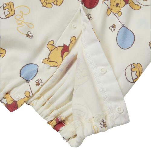 Disney ディズニー 新生児2WAYドレス 長袖 スタイ付き 総柄 くまのプーさん 50-70cm