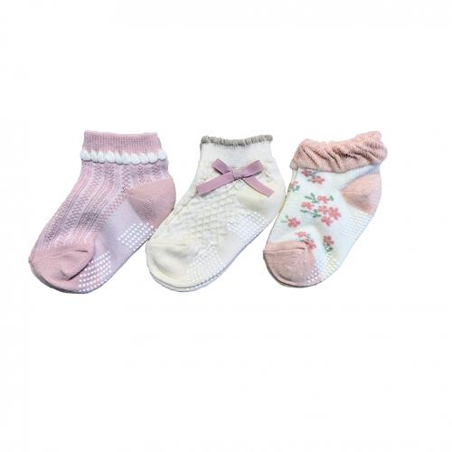 3Pショートソックス リボン 9-15cm