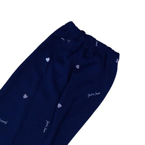 Petit jouet for maternity  プティジョエット 長袖テーラーパジャマ 腹巻レギンス スムース ハート柄(ネイビー×L-LL)