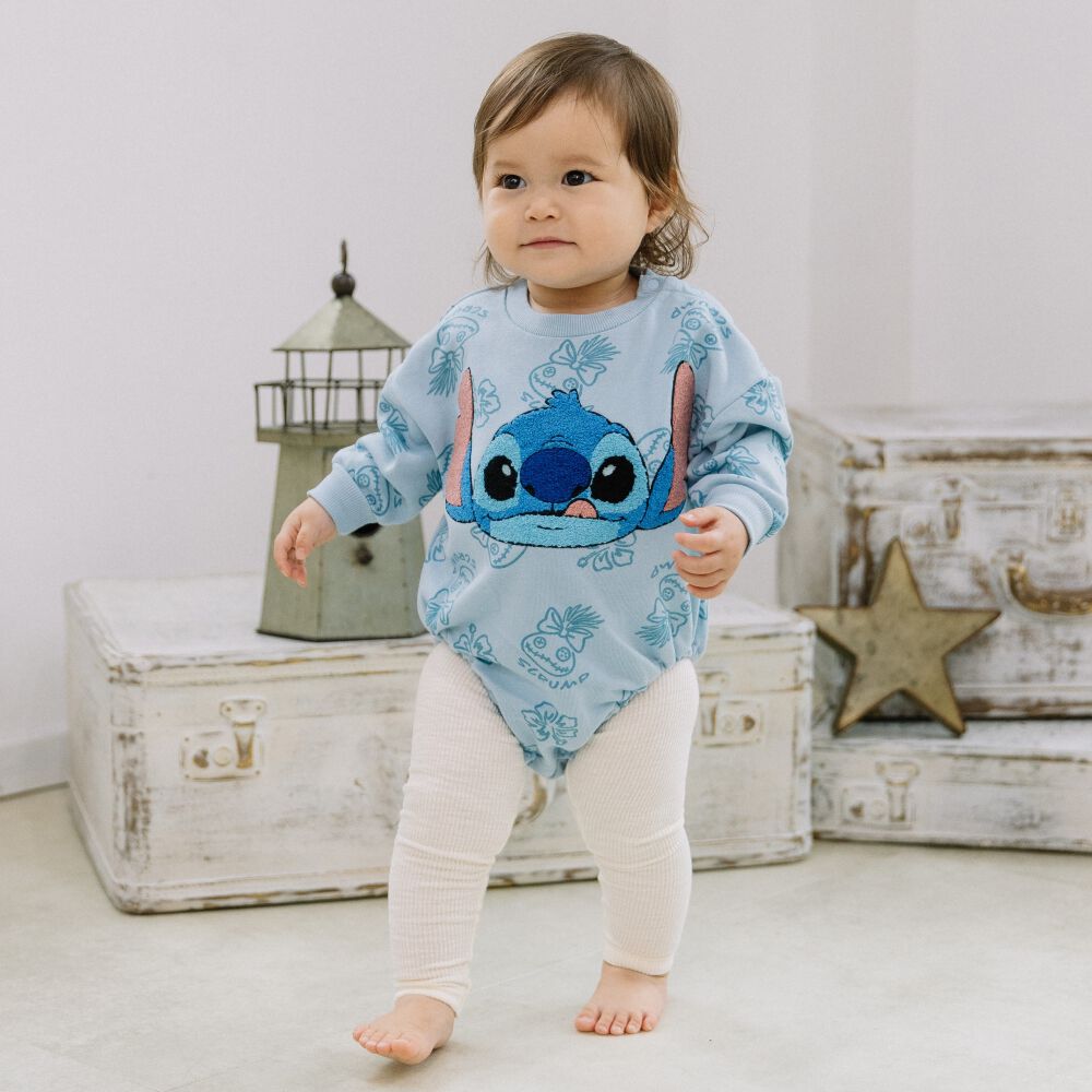 ディズニー 長袖さがらボディスーツ ドッカン スティッチ(ブルー×70cm