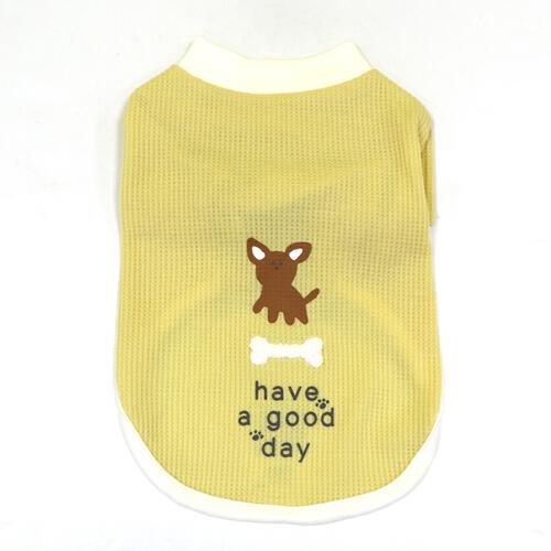 【ベビー×ペットコレクション】ドッグウエア 犬ワッペン付き ワッフル イエロー×L