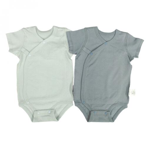 2枚組メッシュ新生児半袖打ち合わせロンパース肌着 パステルブルー&times;70cm ベビーザらス限定