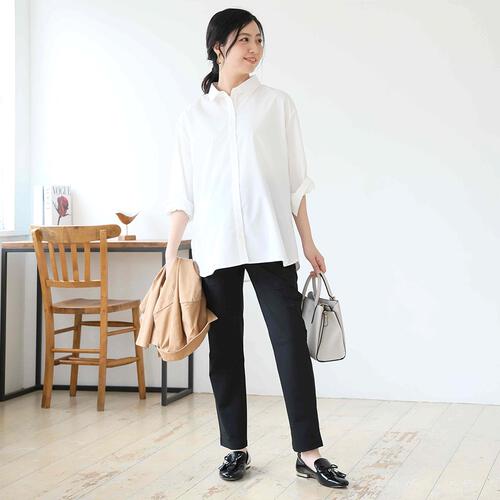 ママの時短らくちんタックパンツ ブラック M-L