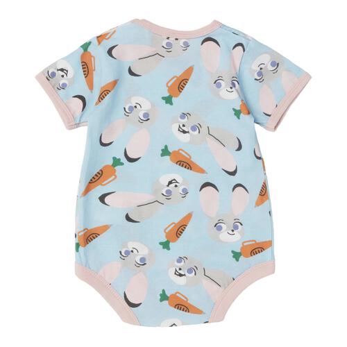 ディズニー ズートピア 半袖ボディスーツ 総柄 ジュディ ブルー&times;70cm