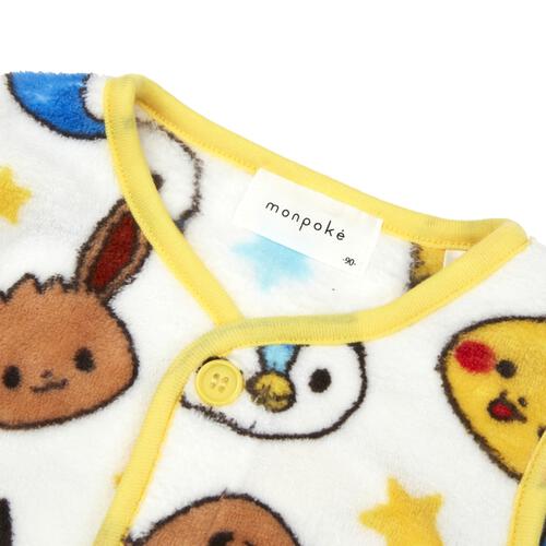 monpoke モンポケ 珊瑚フリースベスト 総柄 イエロー×100cm