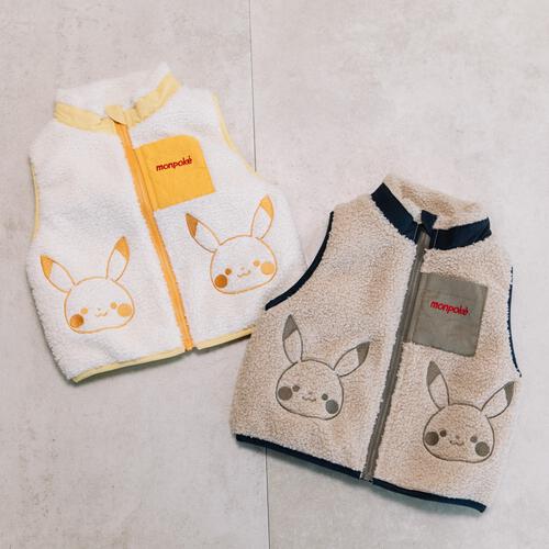 monpoke モンポケ ベスト ボア ピカチュウ ベージュ×90cm