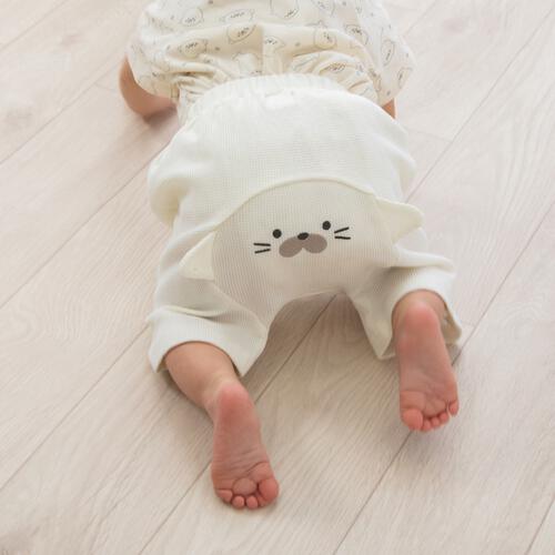 モンキーパンツ ワッフル アザラシ ナチュラル&times;90cm