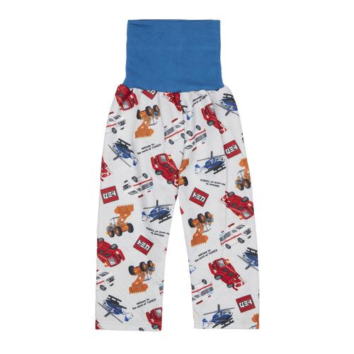 TOMICA トミカ 前開き長袖パジャマ 総柄 キルト 腹巻付き ブルー×100cm