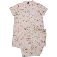 Disney 半袖パジャマ ストレッチ天竺 バンビ＆とんすけ ナチュラル M-L