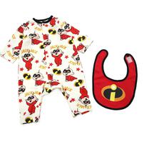 Disney ディズニー 長袖前開きプレオール スタイ付き Mr.インクレディブル ナチュラル×60-70cm