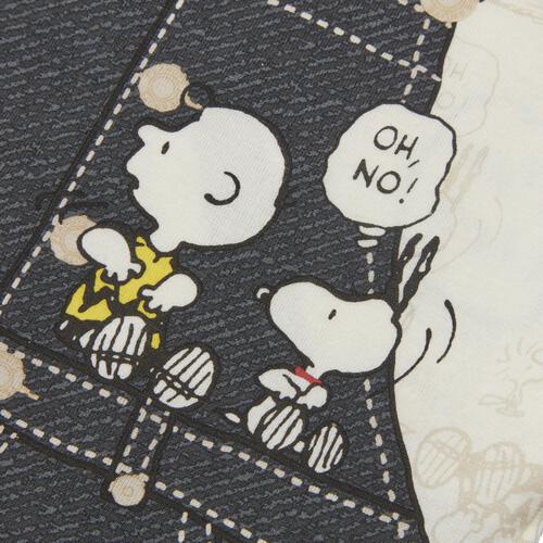 SNOOPY 半袖ボディスーツ サロペット風 スヌーピー ナチュラル&times;80cm