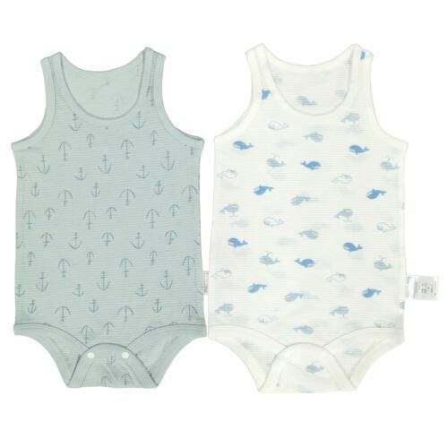2枚組涼感袖なしロンパース肌着 シースルー いかり&times;くじら ホワイト&times;90cm ベビーザらス限定