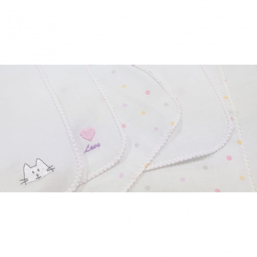 日本製 ガーゼハンカチ 6枚入り ネコ刺繍 ベビーザらス限定