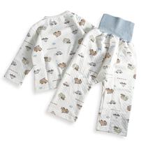 長袖腹巻付きパジャマ ニットキルト 働く車 サックス&times;80cm ベビーザらス限定