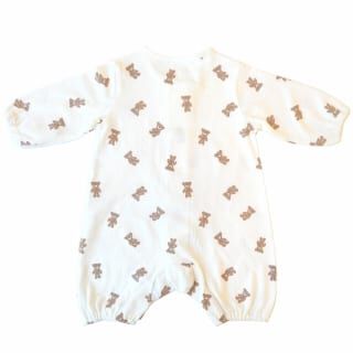 長袖前開きワンタッチロンパース クマ(ブラウン×60-70cm) ベビーザらス
