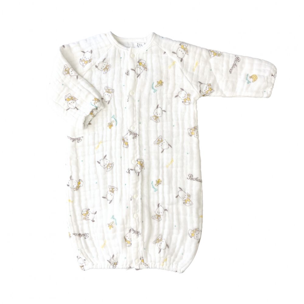 サンリオ ポチャッコ 6層連続織ガーゼ 兼用ドレス ホワイト×50-70cm