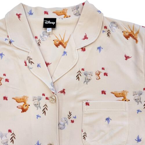 Disney 半袖パジャマ ストレッチ天竺 バンビ＆とんすけ ナチュラル M-L