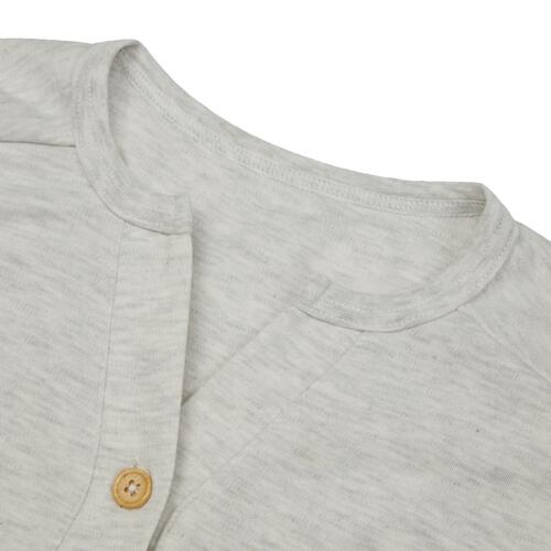 monpoke モンポケ 長袖前開きワンピースパジャマ ワンポイント グレー&times;M-L ベビーザらス限定