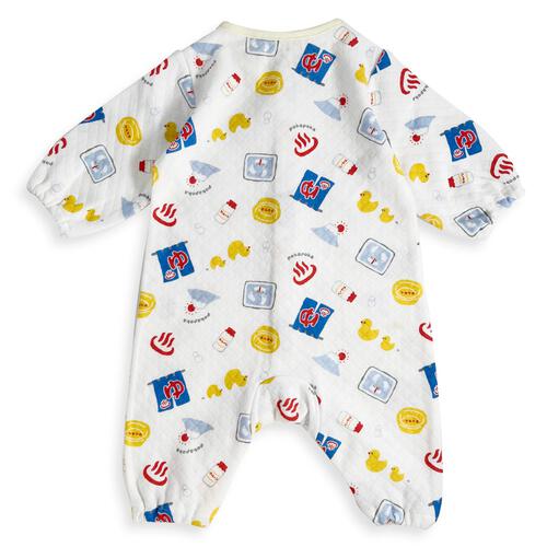 長袖ロンパス スタイツキ ニットキルト 温泉 イエロー×70-80cmベビーザらス限定