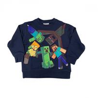 マインクラフト 裏毛プリントトレーナー ネイビー&times;110cm