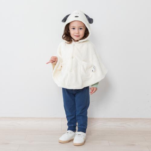SNOOPY スヌーピー ポンチョ フード付き ナチュラル×80cm