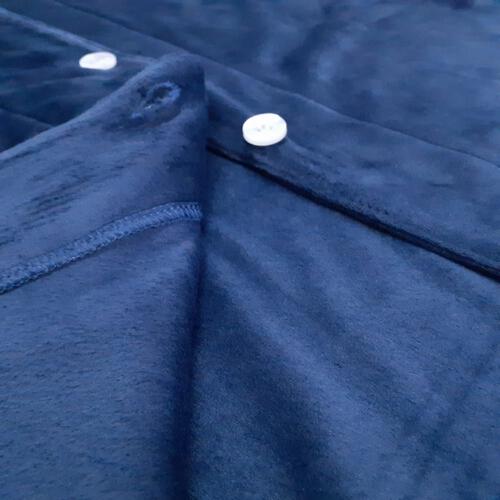 POLOBCS 長袖テーラーパジャマ ストレッチベロア 無地(ネイビー×M-L)