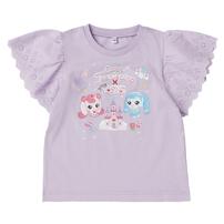【ティニピン&times;しなこ】半袖Ｔシャツ 袖レース 天竺 パープル&times;120cm