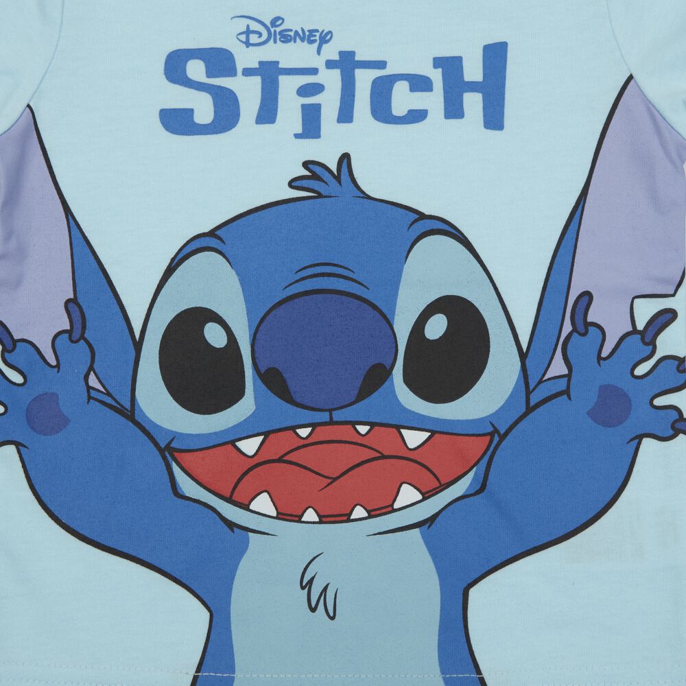 Disney ディズニー スティッチ 長袖Tシャツ 天竺 ライトブルー×95cm