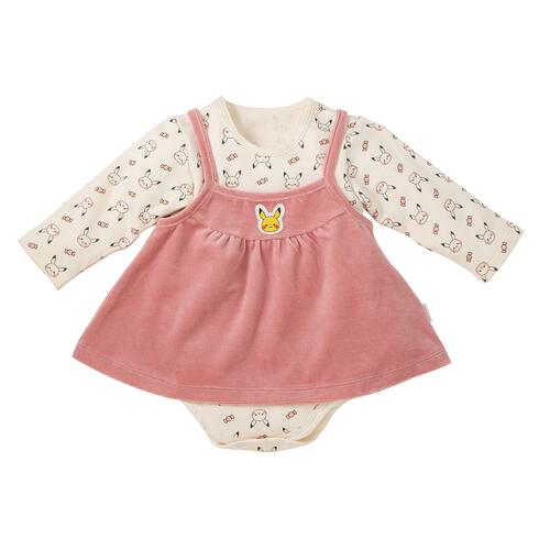 monpoke モンポケ 長袖ロンパース キャミワンピ付き ピンク×80cm ベビーザらス限定